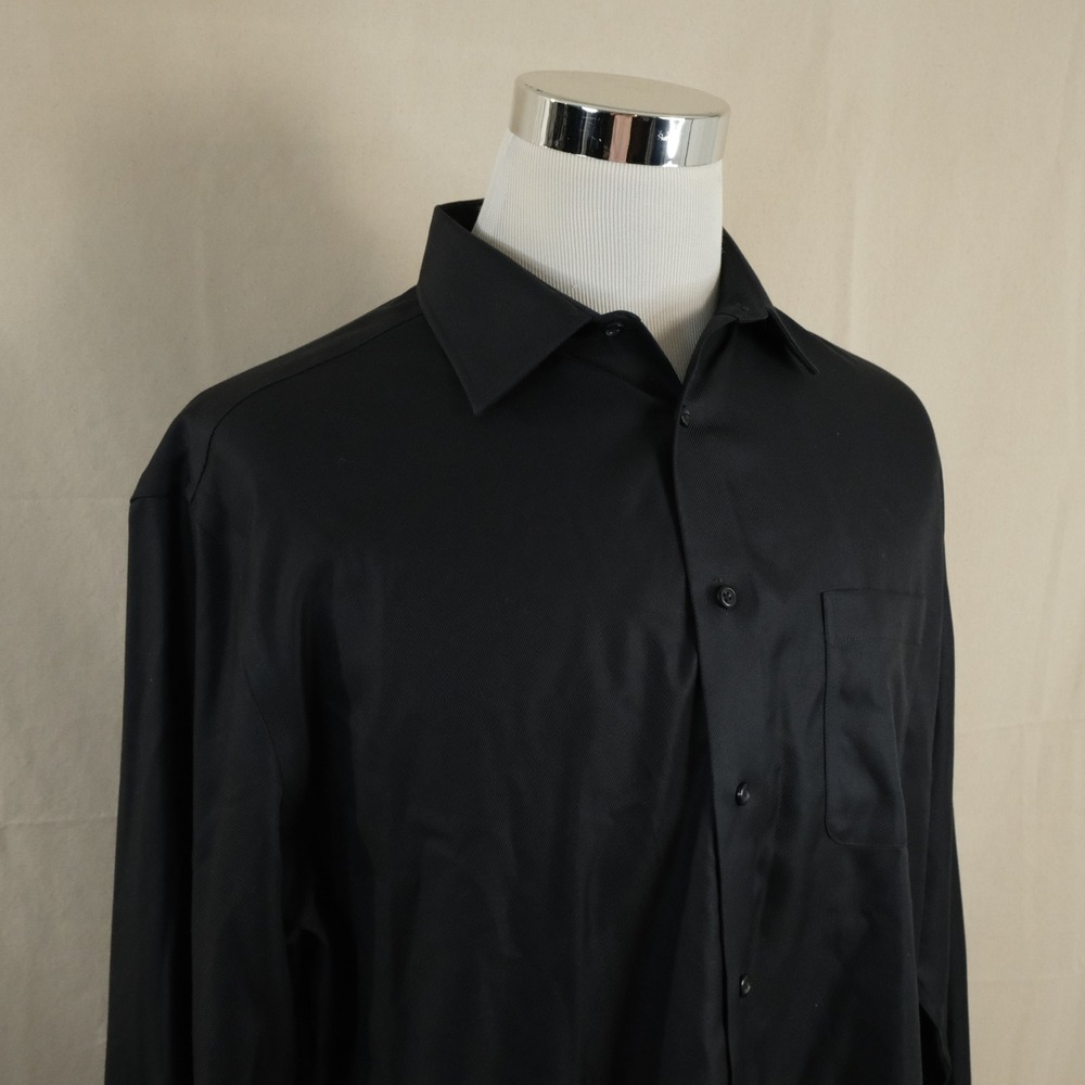 Joseph Abboud 17 36/37 Tall Dress Shirt All Black Non-Iron 100% Cotton Mens